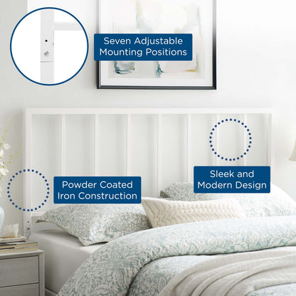 Tatum King Metal Headboard, Metal Steel, White, 21420