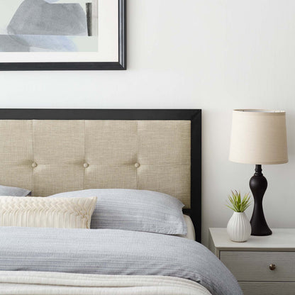 Teagan Tufted Twin Headboard, Fabric, Metal Steel, Black Beige, 21421