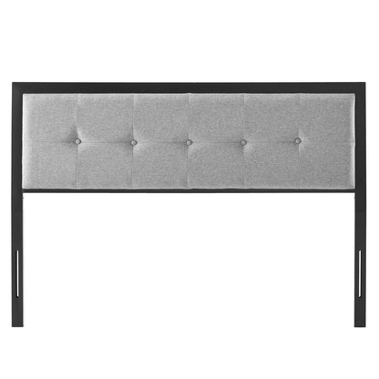 Teagan Tufted Twin Headboard, Fabric, Metal Steel, Black Grey Gray, 21422