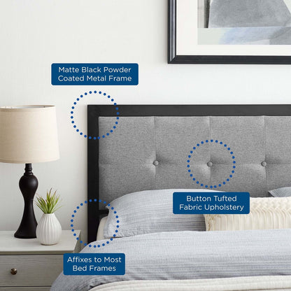 Teagan Tufted Twin Headboard, Fabric, Metal Steel, Black Grey Gray, 21422