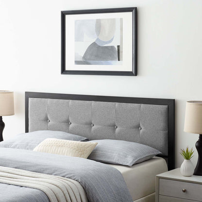 Teagan Tufted Twin Headboard, Fabric, Metal Steel, Black Grey Gray, 21422