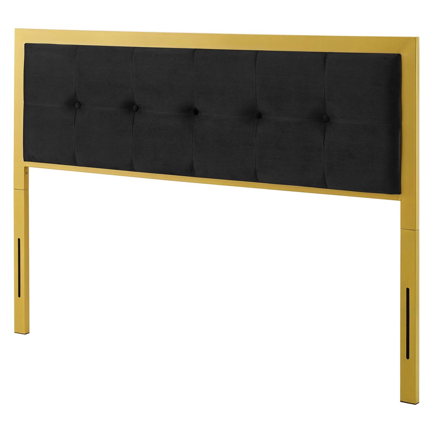 Teagan Tufted Twin Performance Velvet Headboard, Velvet, Metal Steel, Gold Black, 21424