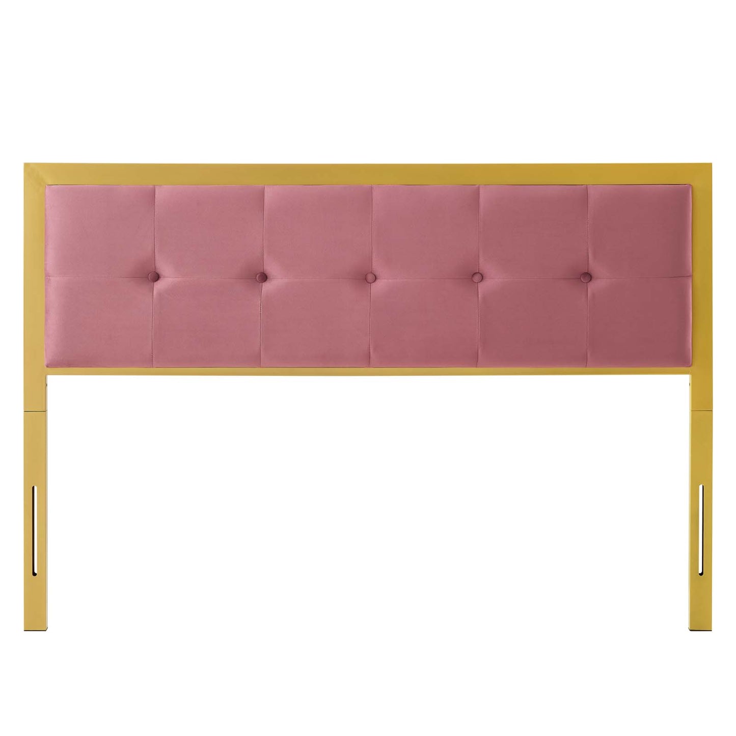Teagan Tufted Twin Performance Velvet Headboard, Velvet, Metal Steel, Gold Pink, 21425