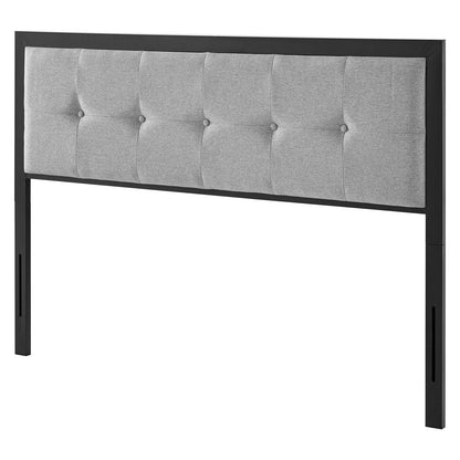 Teagan Tufted Full Headboard, Fabric, Metal Steel, Black Grey Gray, 21428