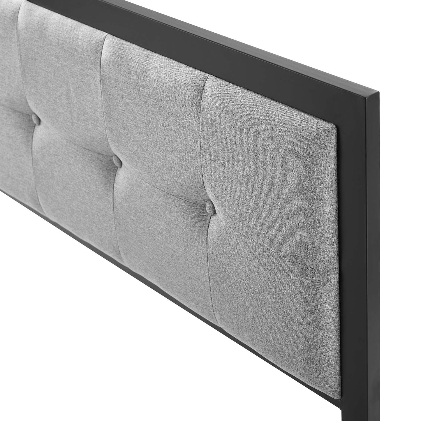 Teagan Tufted Full Headboard, Fabric, Metal Steel, Black Grey Gray, 21428