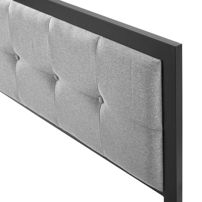 Teagan Tufted Full Headboard, Fabric, Metal Steel, Black Grey Gray, 21428