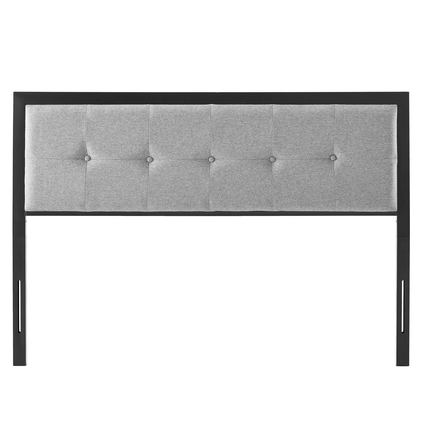 Teagan Tufted Full Headboard, Fabric, Metal Steel, Black Grey Gray, 21428