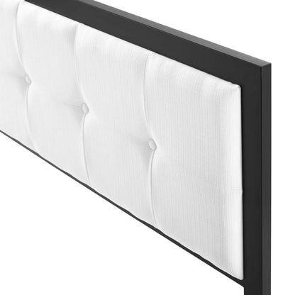 Teagan Tufted Full Headboard, Fabric, Metal Steel, Black White, 21429