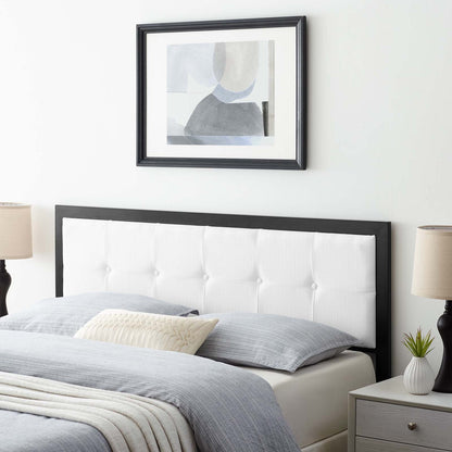 Teagan Tufted Full Headboard, Fabric, Metal Steel, Black White, 21429