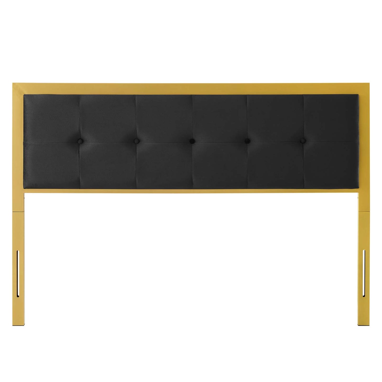 Teagan Tufted Full Performance Velvet Headboard, Velvet, Metal Steel, Gold Black, 21430