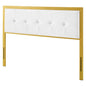 Teagan Tufted Full Performance Velvet Headboard, Velvet, Metal Steel, Gold White, 21432