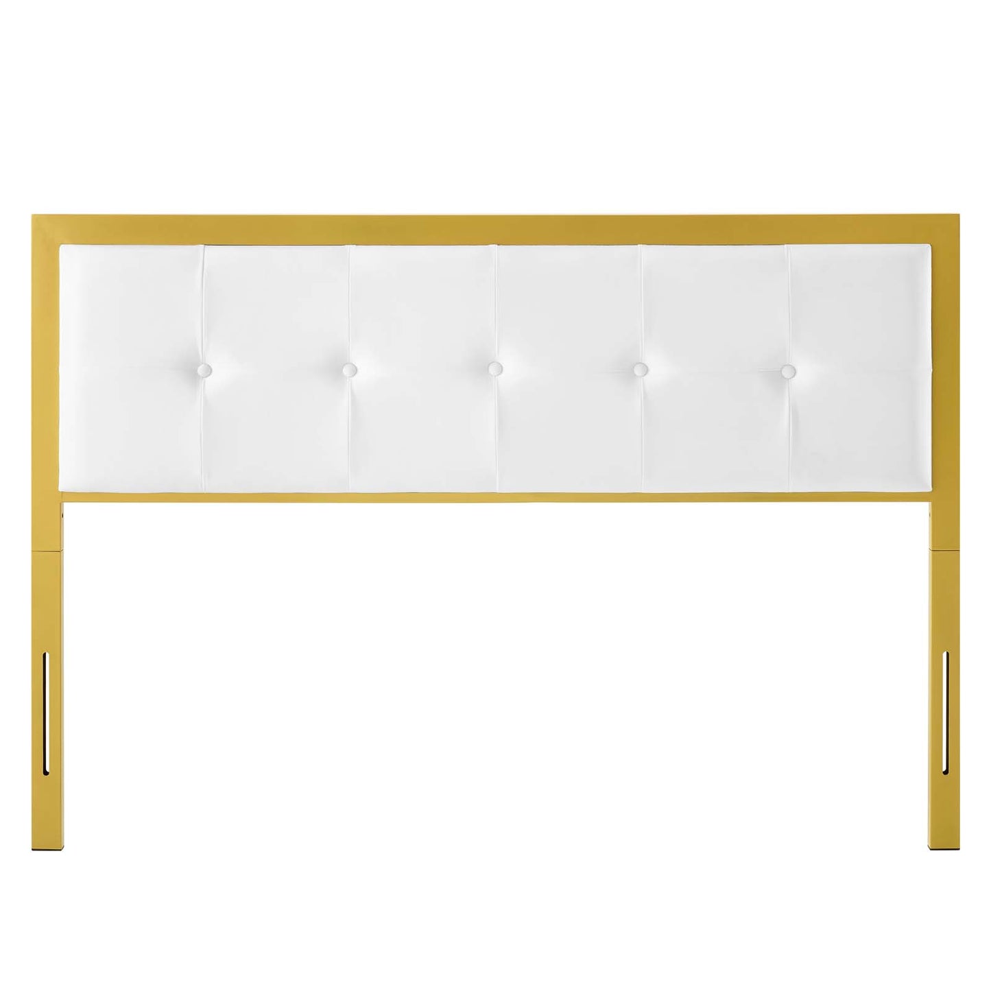 Teagan Tufted Full Performance Velvet Headboard, Velvet, Metal Steel, Gold White, 21432