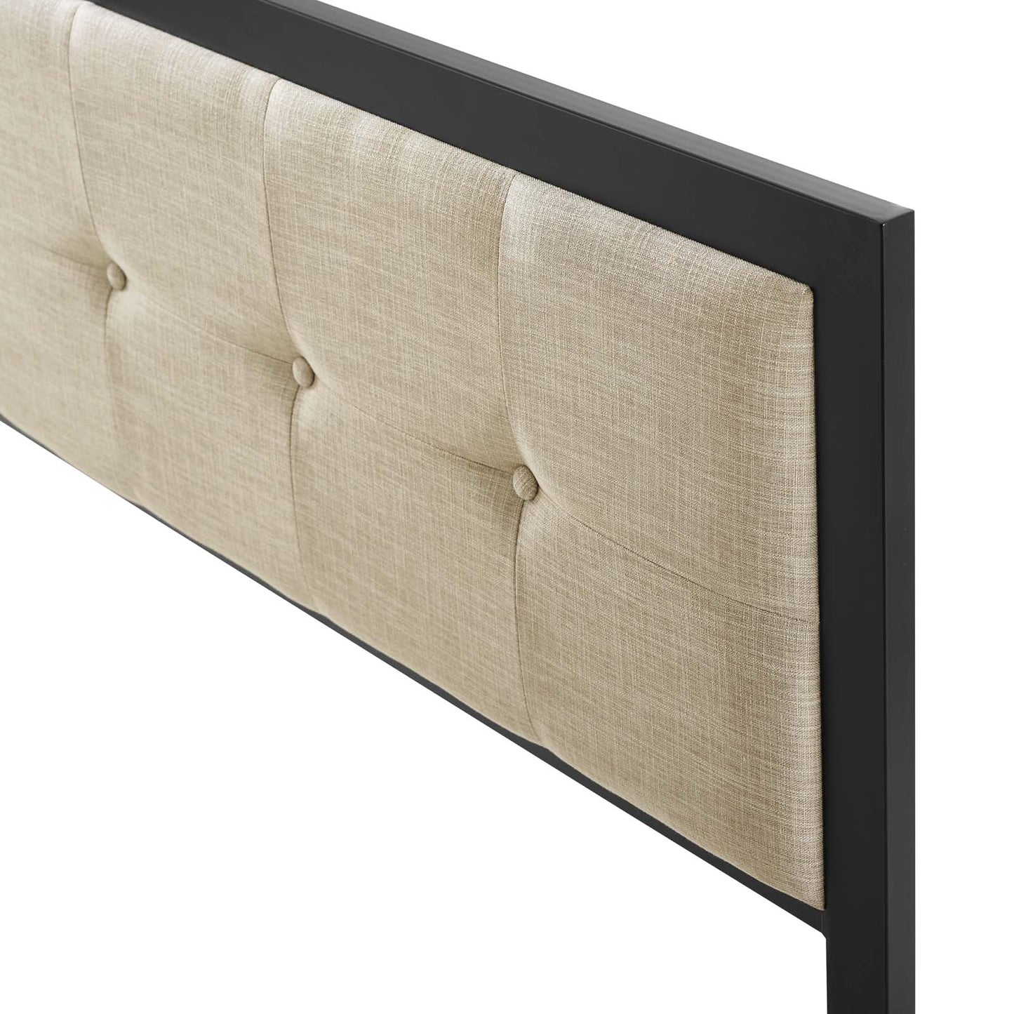Teagan Tufted King Headboard, Fabric, Metal Steel, Black Beige, 21439
