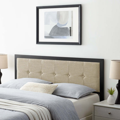 Teagan Tufted King Headboard, Fabric, Metal Steel, Black Beige, 21439