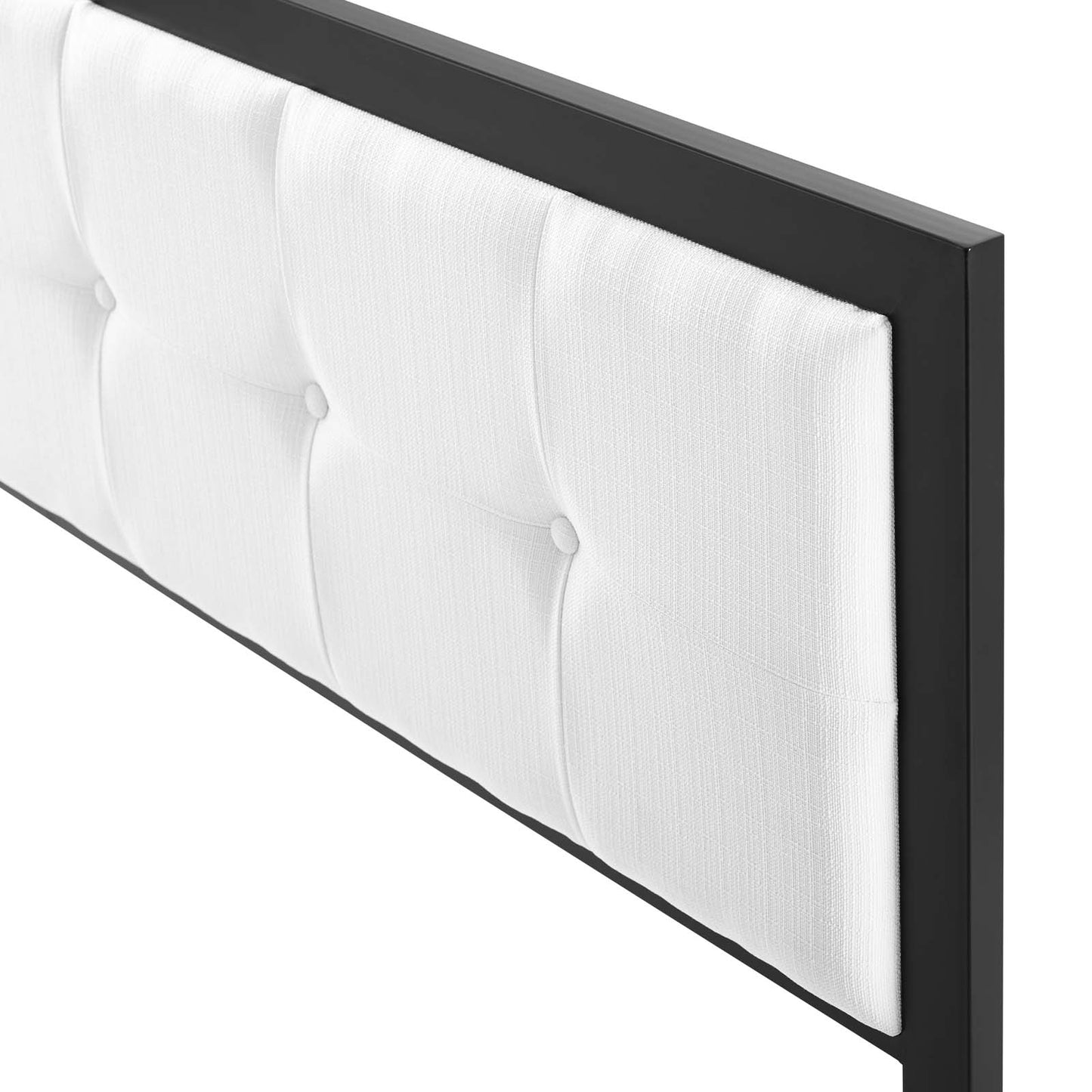 Teagan Tufted King Headboard, Fabric, Metal Steel, Black White, 21441
