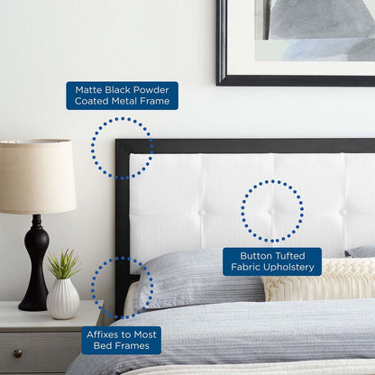 Teagan Tufted King Headboard, Fabric, Metal Steel, Black White, 21441
