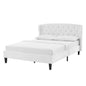 Penelope Tufted Wingback Queen Performance Velvet Platform Bed, Velvet, White, 21447