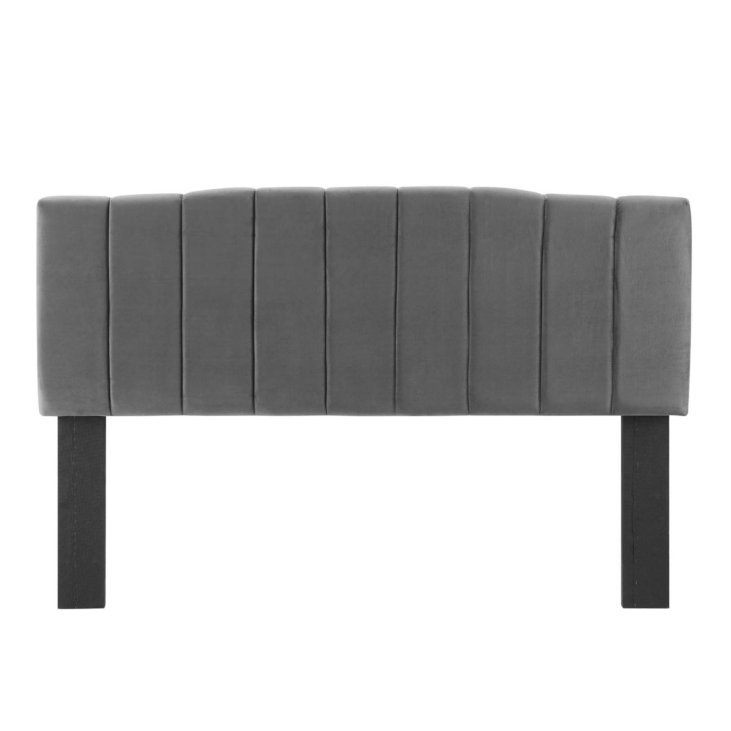 Camilla Channel Tufted Twin Performance Velvet Headboard, Velvet, Dark Grey Gray, 21448