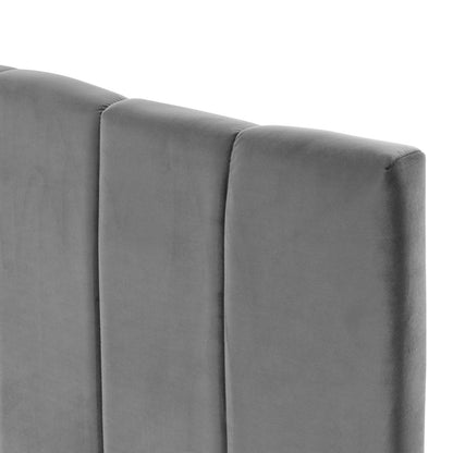 Camilla Channel Tufted Twin Performance Velvet Headboard, Velvet, Dark Grey Gray, 21448