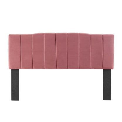 Camilla Channel Tufted Twin Performance Velvet Headboard, Velvet, Pink, 21449