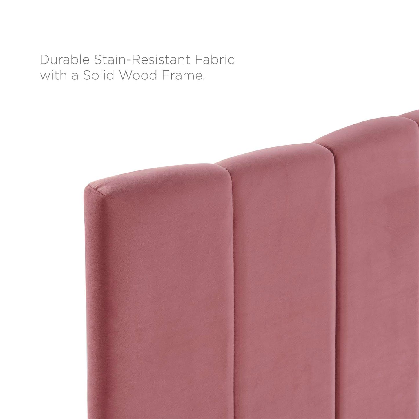 Camilla Channel Tufted Twin Performance Velvet Headboard, Velvet, Pink, 21449