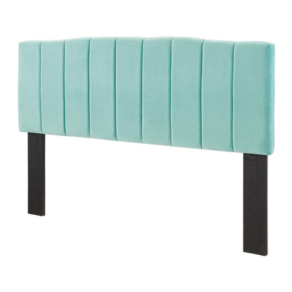 Camilla Channel Tufted Twin Performance Velvet Headboard, Velvet, Blue, 21450