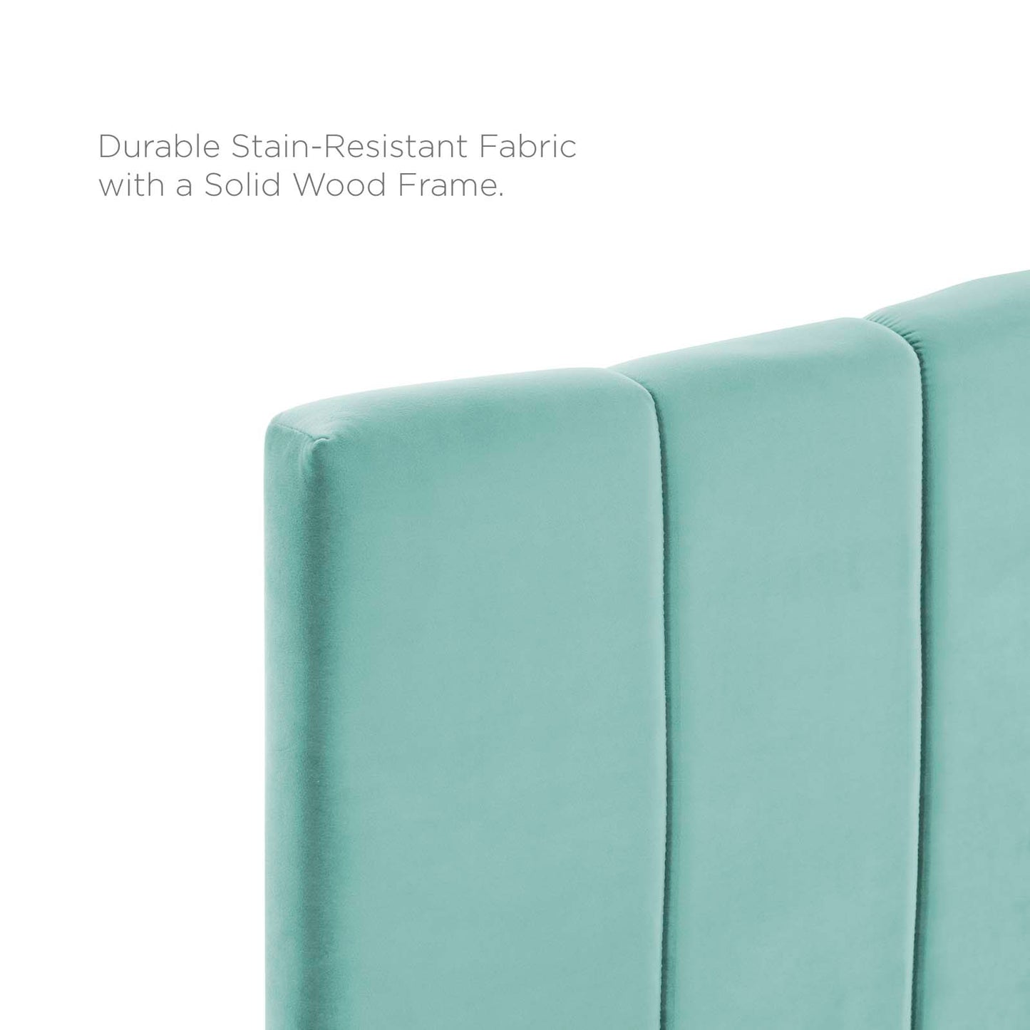Camilla Channel Tufted Twin Performance Velvet Headboard, Velvet, Blue, 21450