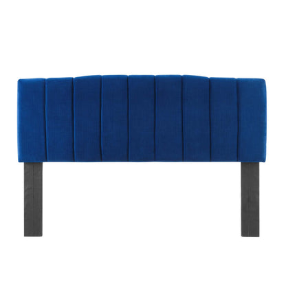 Camilla Channel Tufted Twin Performance Velvet Headboard, Velvet, Blue Navy, 21451