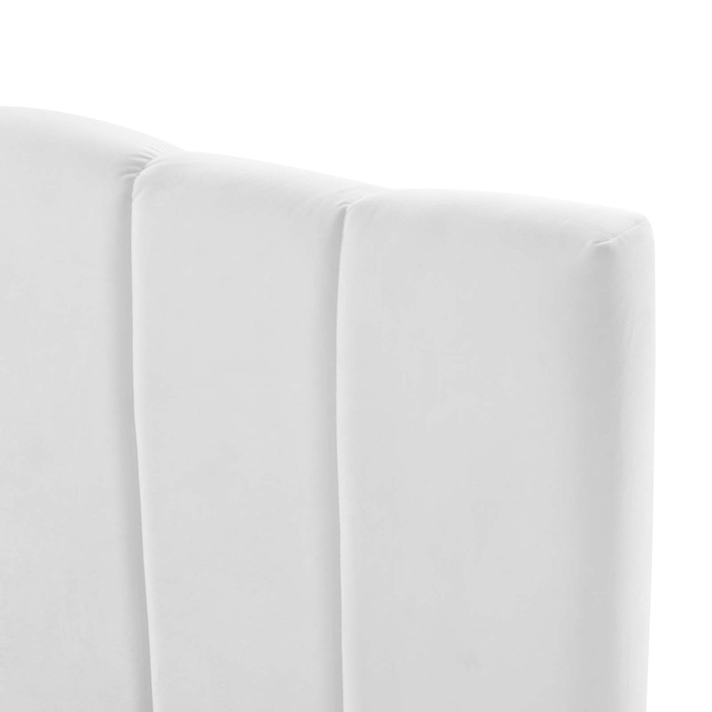 Camilla Channel Tufted Twin Performance Velvet Headboard, Velvet, White, 21452