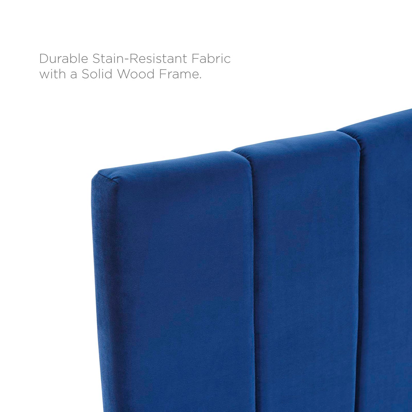 Camilla Channel Tufted Full/Queen Performance Velvet Headboard, Velvet, Blue Navy, 21456