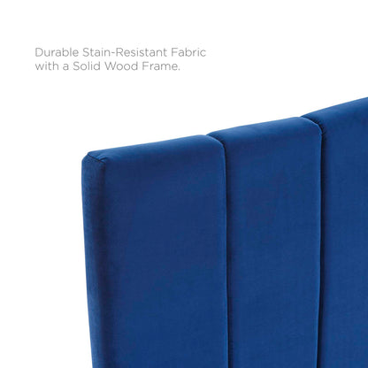 Camilla Channel Tufted Full/Queen Performance Velvet Headboard, Velvet, Blue Navy, 21456