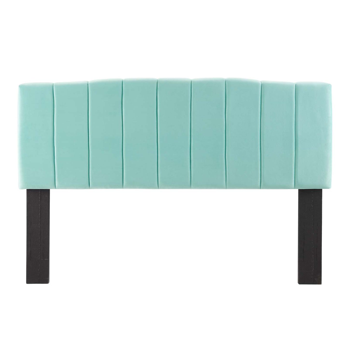 Camilla Channel Tufted King/California King Performance Velvet Headboard, Velvet, Blue, 21460