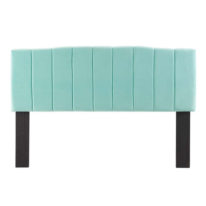 Camilla Channel Tufted King/California King Performance Velvet Headboard, Velvet, Blue, 21460