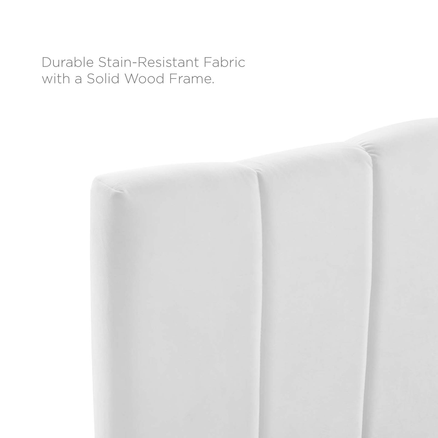 Camilla Channel Tufted King/California King Performance Velvet Headboard, Velvet, White, 21462