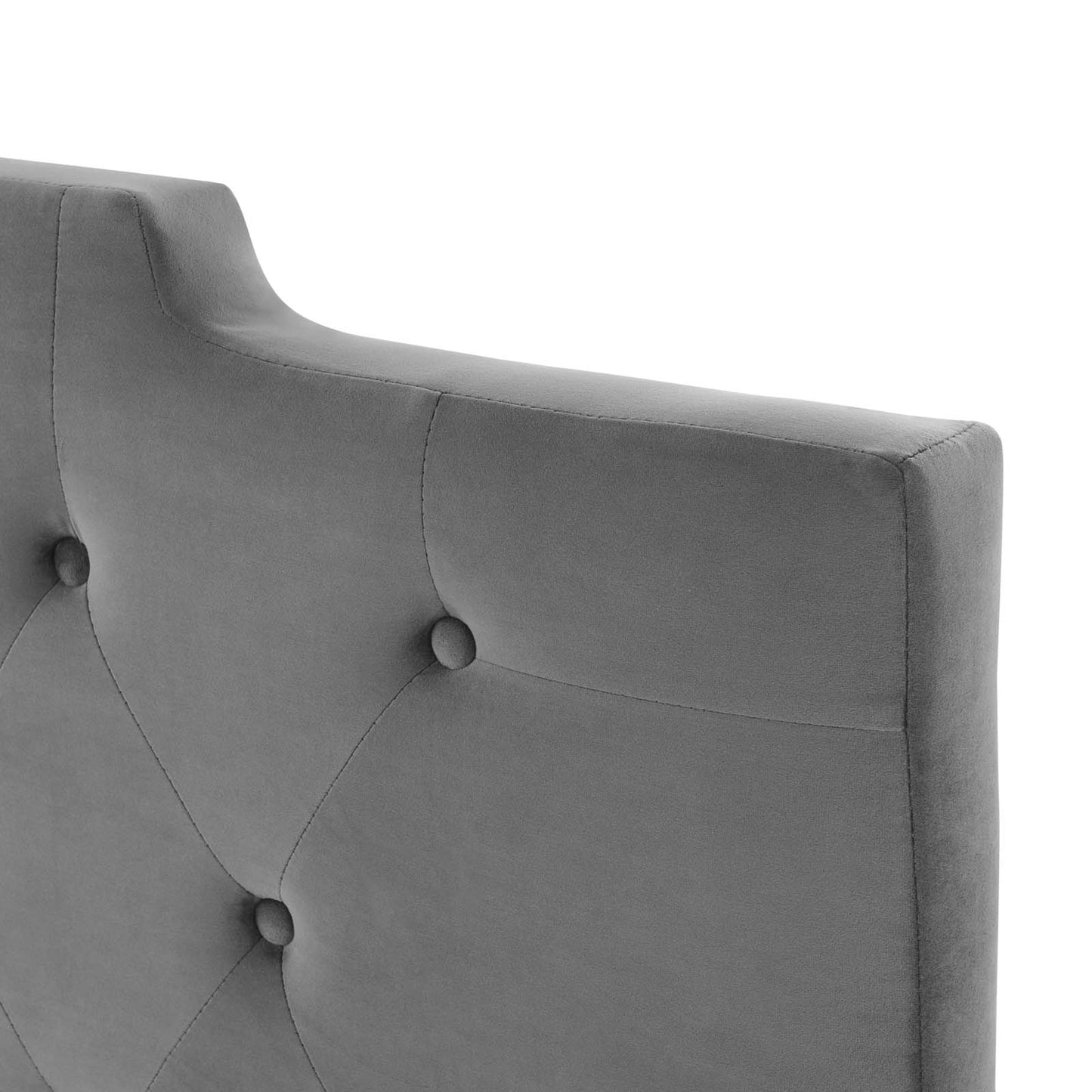 Juliet Tufted Twin Performance Velvet Headboard, Velvet, Dark Grey Gray, 21463