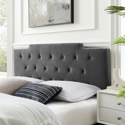 Juliet Tufted Twin Performance Velvet Headboard, Velvet, Dark Grey Gray, 21463