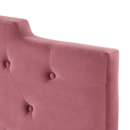 Juliet Tufted Twin Performance Velvet Headboard, Velvet, Pink, 21464