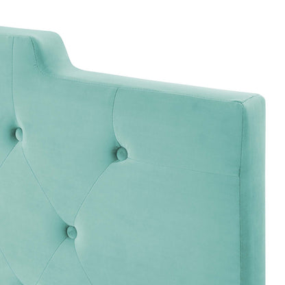 Juliet Tufted Twin Performance Velvet Headboard, Velvet, Blue, 21465