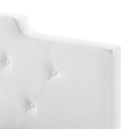 Juliet Tufted Twin Performance Velvet Headboard, Velvet, White, 21467