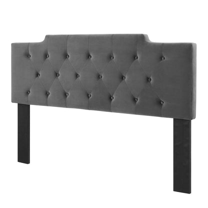 Juliet Tufted Full/Queen Performance Velvet Headboard, Velvet, Dark Grey Gray, 21468