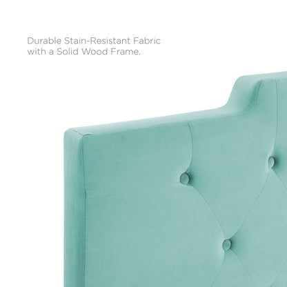 Juliet Tufted Full/Queen Performance Velvet Headboard, Velvet, Blue, 21470