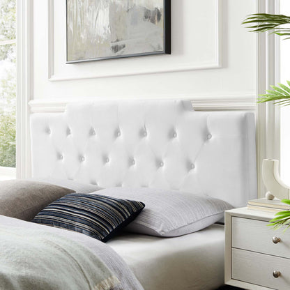 Juliet Tufted Full/Queen Performance Velvet Headboard, Velvet, White, 21472