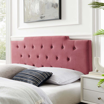 Juliet Tufted King/California King Performance Velvet Headboard, Velvet, Pink, 21474