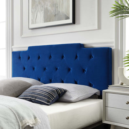 Juliet Tufted King/California King Performance Velvet Headboard, Velvet, Blue Navy, 21476