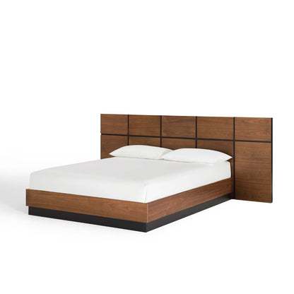 Caima Queen Platform Bed, Wood, Brown Walnut, 21478