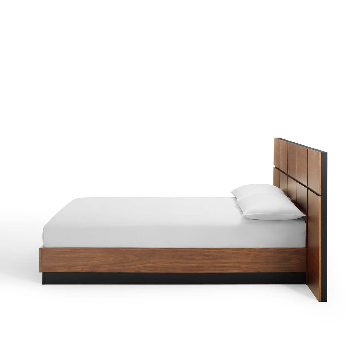 Caima Queen Platform Bed, Wood, Brown Walnut, 21478