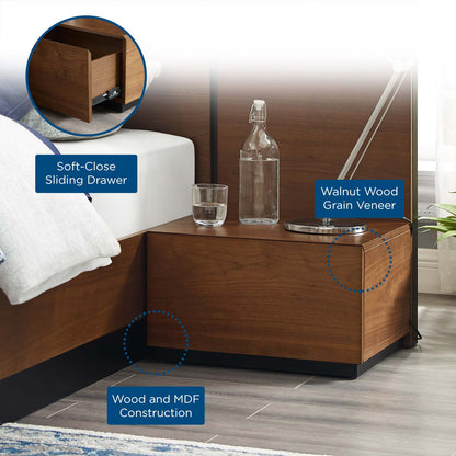 Caima Nightstand, Wood, Brown Walnut, 21479