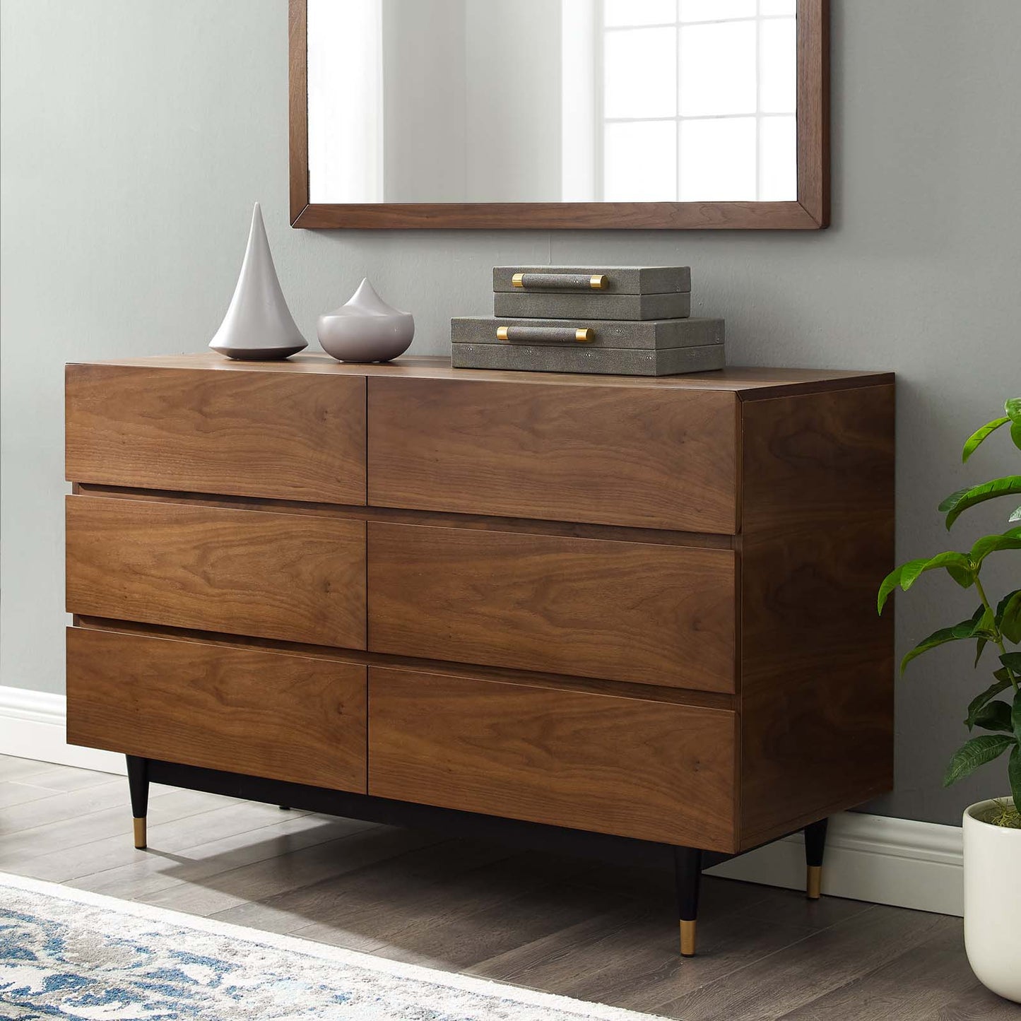 Caima 6-Drawer 	Dresser, Wood, Brown Walnut, 21480