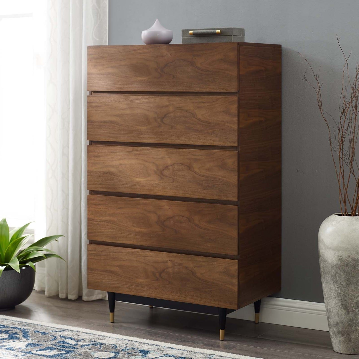 Caima Wood Chest, Wood, Brown Walnut, 21481