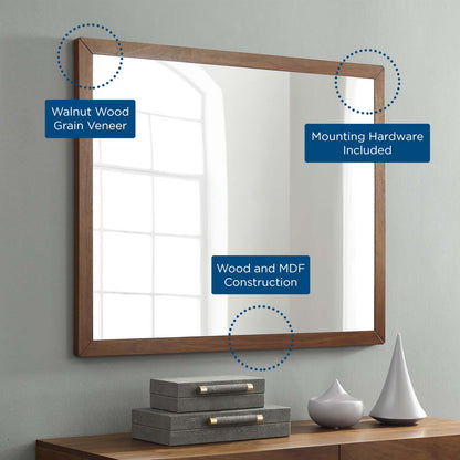 Caima Mirror, Wood, Brown Walnut, 21482